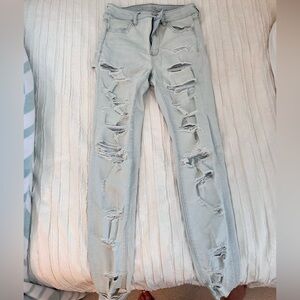 American Eagle Outfitters Light Blue Distressed Skinny Jeans Size 4 Regular